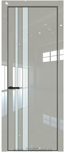 Дверь Profil Doors 20LE цвет Галька люкс кромка Черный матовый RAL9005 стекло Lacobel Белый лак