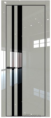 Дверь Profil Doors 20LE цвет Галька люкс кромка Черный матовый RAL9005 стекло Lacobel Черный лак