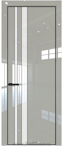 Дверь Profil Doors 20LE цвет Галька люкс кромка Черный матовый RAL9005 стекло Lacobel лак Классик