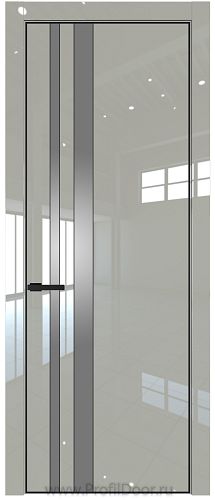 Дверь Profil Doors 20LE цвет Галька люкс кромка Черный матовый RAL9005 стекло Lacobel Серебро Матлак