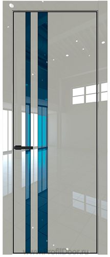 Дверь Profil Doors 20LE цвет Галька люкс кромка Черный матовый RAL9005 стекло Зеркало Blue