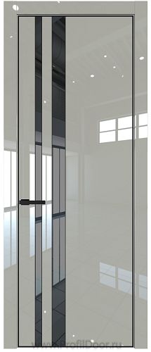 Дверь Profil Doors 20LE цвет Галька люкс кромка Черный матовый RAL9005 стекло Зеркало Grey