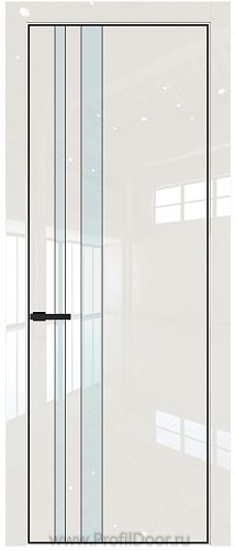 Дверь Profil Doors 20LE цвет Магнолия люкс кромка Черный матовый RAL9005 стекло Lacobel Белый лак