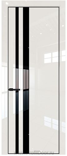 Дверь Profil Doors 20LE цвет Магнолия люкс кромка Черный матовый RAL9005 стекло Lacobel Черный лак