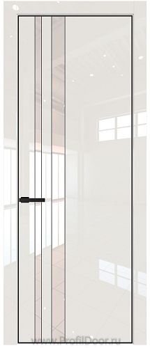 Дверь Profil Doors 20LE цвет Магнолия люкс кромка Черный матовый RAL9005 стекло Lacobel Перламутровый лак