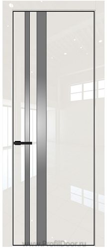 Дверь Profil Doors 20LE цвет Магнолия люкс кромка Черный матовый RAL9005 стекло Lacobel Серебро Матлак