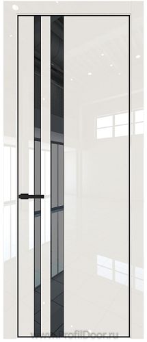 Дверь Profil Doors 20LE цвет Магнолия люкс кромка Черный матовый RAL9005 стекло Зеркало Grey