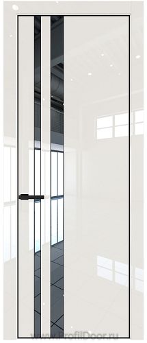 Дверь Profil Doors 20LE цвет Магнолия люкс кромка Черный матовый RAL9005 стекло Зеркало