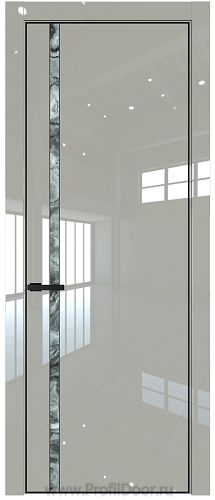 Дверь Profil Doors 21LE цвет Галька люкс кромка Черный матовый RAL9005 стекло Атриум серебро
