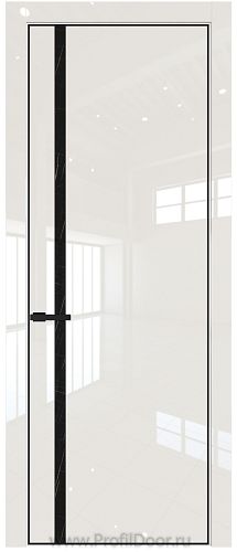 Дверь Profil Doors 21LE цвет Магнолия люкс кромка Черный матовый RAL9005 стекло Неро мрамор