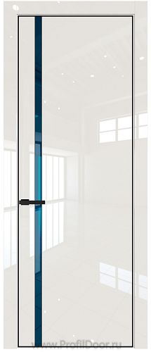 Дверь Profil Doors 21LE цвет Магнолия люкс кромка Черный матовый RAL9005 стекло Зеркало Blue