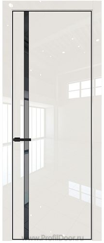 Дверь Profil Doors 21LE цвет Магнолия люкс кромка Черный матовый RAL9005 стекло Зеркало Grey