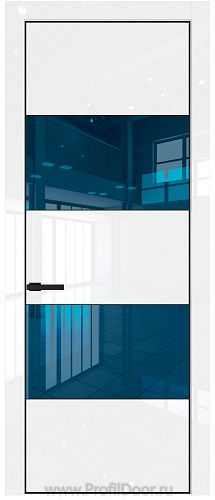 Дверь Profil Doors 22LE цвет Белый люкс кромка Черный матовый RAL9005 стекло Зеркало Blue