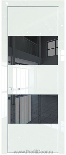 Дверь Profil Doors 22LE цвет ДаркВайт Люкс кромка Серебро стекло Зеркало Grey