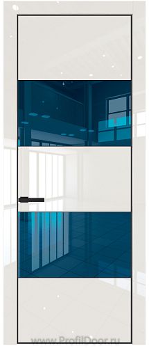 Дверь Profil Doors 22LE цвет Магнолия люкс кромка Черный матовый RAL9005 стекло Зеркало Blue