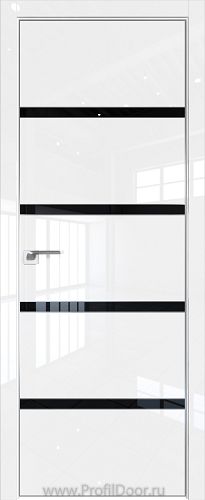 Дверь Profil Doors 23LE цвет Белый люкс кромка Матовый Алюминий с 4-х сторон стекло Lacobel Черный лак