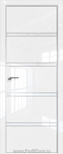 Дверь Profil Doors 23LE цвет Белый люкс кромка Матовый Алюминий с 4-х сторон стекло Lacobel лак Классик