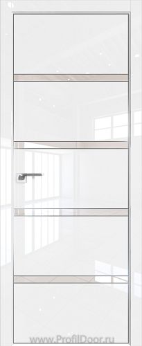 Дверь Profil Doors 23LE цвет Белый люкс кромка Матовый Алюминий с 4-х сторон стекло Lacobel Перламутровый лак