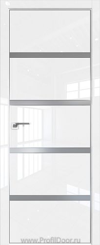 Дверь Profil Doors 23LE цвет Белый люкс кромка Матовый Алюминий с 4-х сторон стекло Lacobel Серебро Матлак