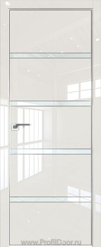 Дверь Profil Doors 23LE цвет Магнолия люкс кромка Матовый Алюминий с 4-х сторон стекло Lacobel Белый лак