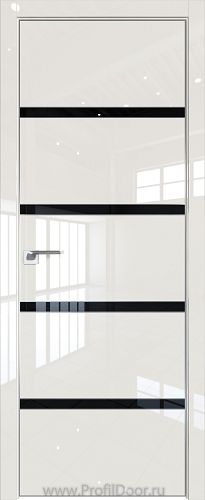 Дверь Profil Doors 23LE цвет Магнолия люкс кромка Матовый Алюминий с 4-х сторон стекло Lacobel Черный лак