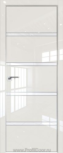 Дверь Profil Doors 23LE цвет Магнолия люкс кромка Матовый Алюминий с 4-х сторон стекло Lacobel лак Классик