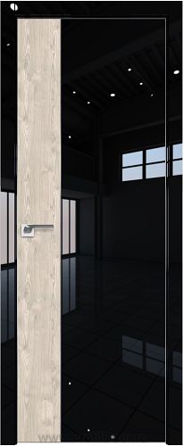 Дверь Profil Doors 24LE цвет Черный люкс кромка Матовый Алюминий с 4-х сторон вставка Каштан Светлый