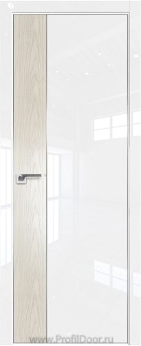 Дверь Profil Doors 100LK цвет Белый люкс кромка Матовый Алюминий с 4-х сторон вставка Дуб SKY Белёный