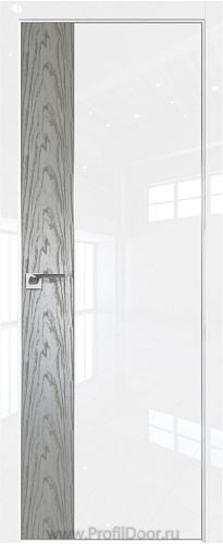 Дверь Profil Doors 100LK цвет Белый люкс кромка Матовый Алюминий с 4-х сторон вставка Дуб SKY Denim