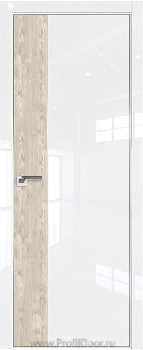Дверь Profil Doors 100LK цвет Белый люкс кромка Матовый Алюминий с 4-х сторон вставка Каштан Светлый