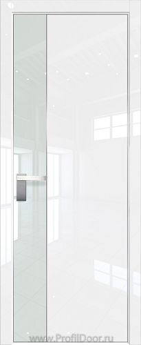 Дверь Profil Doors 100LK цвет Белый люкс кромка Матовый Алюминий с 4-х сторон стекло Lacobel Белый лак