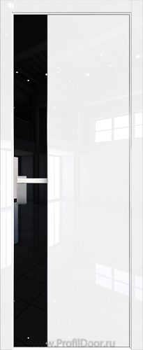 Дверь Profil Doors 100LK цвет Белый люкс кромка Матовый Алюминий с 4-х сторон стекло Lacobel Черный лак
