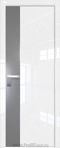 Дверь Profil Doors 100LK цвет Белый люкс кромка Матовый Алюминий с 4-х сторон стекло Lacobel Серебро Матлак