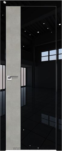 Дверь Profil Doors 100LK цвет Черный люкс кромка Матовый Алюминий с 4-х сторон вставка Бетон Платина