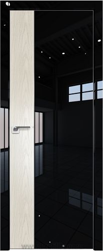 Дверь Profil Doors 100LK цвет Черный люкс кромка Матовый Алюминий с 4-х сторон вставка Дуб SKY Белёный
