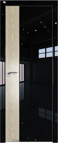 Дверь Profil Doors 100LK цвет Черный люкс кромка Матовый Алюминий с 4-х сторон вставка Дуб SKY Крем