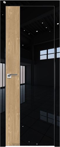 Дверь Profil Doors 100LK цвет Черный люкс кромка Матовый Алюминий с 4-х сторон вставка Каштан Натуральный