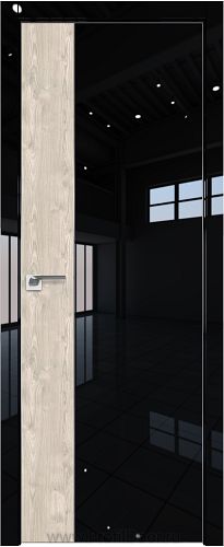 Дверь Profil Doors 100LK цвет Черный люкс кромка Матовый Алюминий с 4-х сторон вставка Каштан Светлый