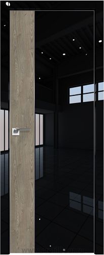 Дверь Profil Doors 100LK цвет Черный люкс кромка Матовый Алюминий с 4-х сторон вставка Каштан Темный