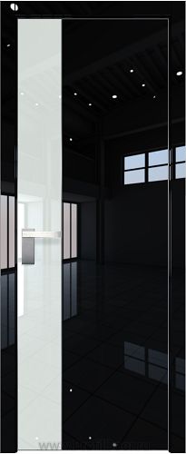 Дверь Profil Doors 100LK цвет Черный люкс кромка Матовый Алюминий с 4-х сторон стекло Lacobel Белый лак