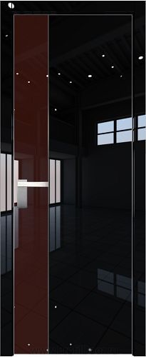 Дверь Profil Doors 100LK цвет Черный люкс кромка Матовый Алюминий с 4-х сторон стекло Lacobel Коричневый лак