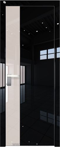 Дверь Profil Doors 100LK цвет Черный люкс кромка Матовый Алюминий с 4-х сторон стекло Lacobel Перламутровый лак