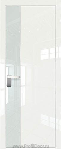 Дверь Profil Doors 100LK цвет ДаркВайт Люкс кромка Матовый Алюминий с 4-х сторон стекло Lacobel Белый лак