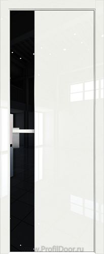 Дверь Profil Doors 100LK цвет ДаркВайт Люкс кромка Матовый Алюминий с 4-х сторон стекло Lacobel Черный лак