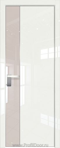 Дверь Profil Doors 100LK цвет ДаркВайт Люкс кромка Матовый Алюминий с 4-х сторон стекло Lacobel Перламутровый лак
