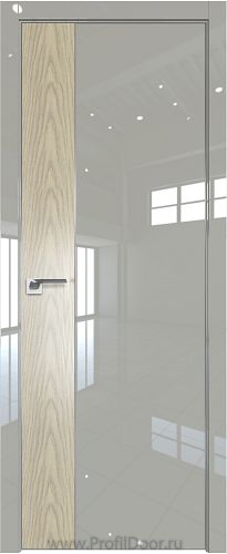 Дверь Profil Doors 100LK цвет Галька люкс кромка Матовый Алюминий с 4-х сторон вставка Дуб SKY Крем