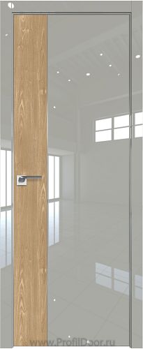 Дверь Profil Doors 100LK цвет Галька люкс кромка Матовый Алюминий с 4-х сторон вставка Каштан Натуральный