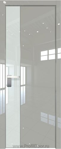 Дверь Profil Doors 100LK цвет Галька люкс кромка Матовый Алюминий с 4-х сторон стекло Lacobel Белый лак