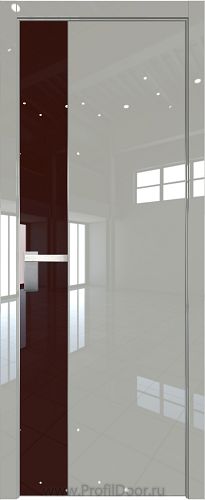 Дверь Profil Doors 100LK цвет Галька люкс кромка Матовый Алюминий с 4-х сторон стекло Lacobel Коричневый лак