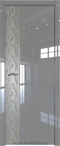 Дверь Profil Doors 100LK цвет Грей Люкс кромка Матовый Алюминий с 4-х сторон вставка Дуб SKY Denim